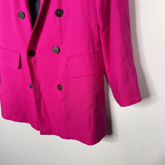 Zara Woman Small S Hot Pink Double Breasted Oversized Fit Blazer Jacket Notched - Picture 5 of 7